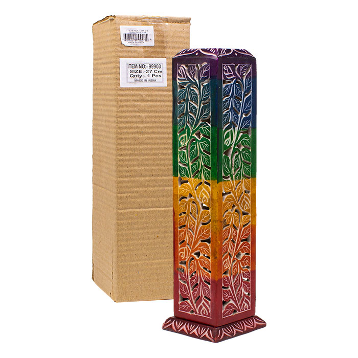 Rasta 11 Inches Soapstone Square Tower Incense Holder