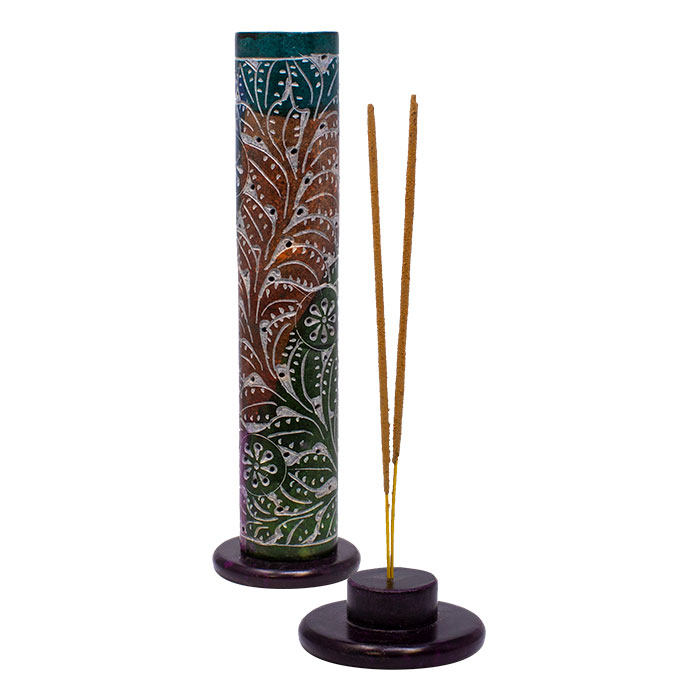 Heritage-Inspired Nature Aesthetic 11 Inches Soapstone Round Tower Incense Holder