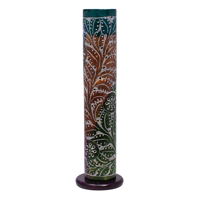 Heritage-Inspired Nature Aesthetic 11 Inches Soapstone Round Tower Incense Holder