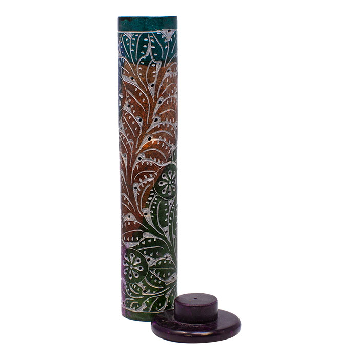 Heritage-Inspired Nature Aesthetic 11 Inches Soapstone Round Tower Incense Holder