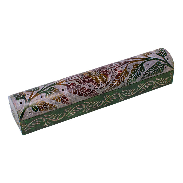 Spiritual Flower Pattern 11 Inches Casket Incense Holder