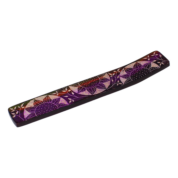 Bold Flower Motif Flat 10 Inches Soapstone Incense Platter Ct-3