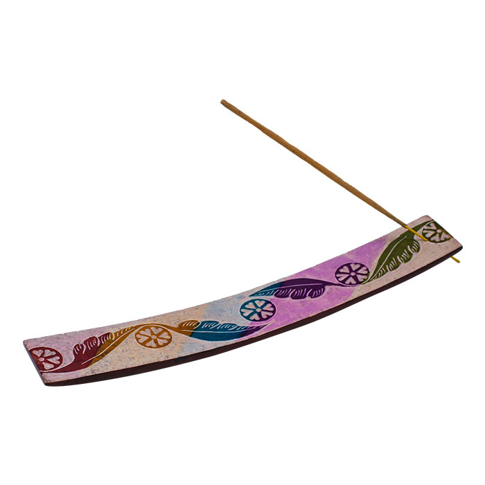 Peaceful Leaf Illustration Curvy 10-Inch Soapstone Scented Stick Tray Ct-3