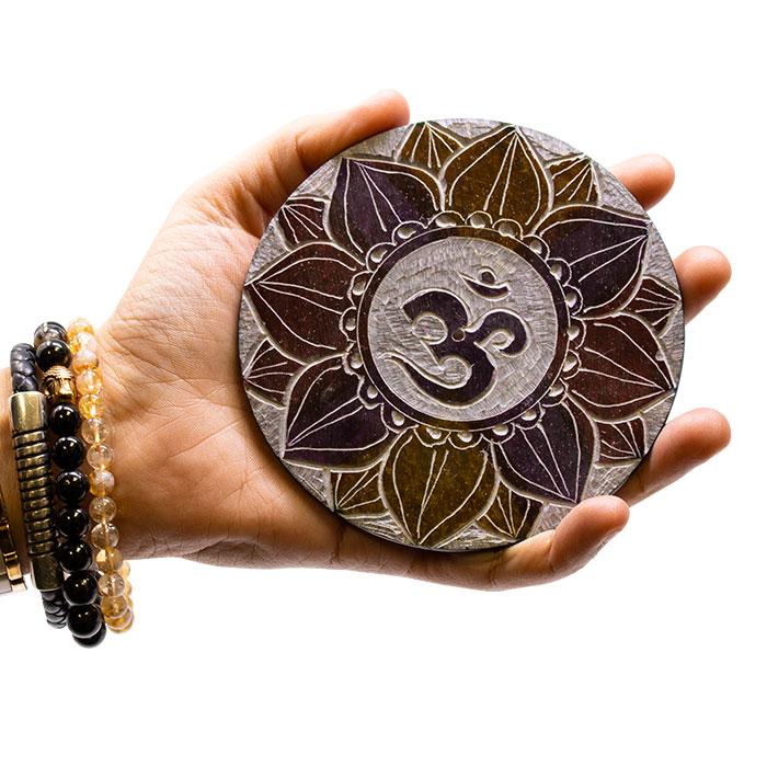  ॐ Spiritual Blossom 4 Inches Soapstone Scented Aroma Plate Ct-2