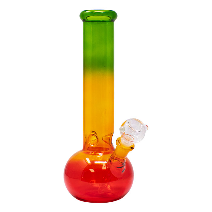 Rasta Colored Cylindrical Medium 12 Inches Glass Bong