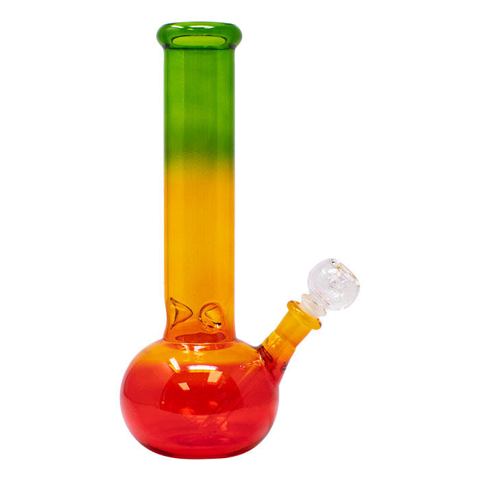 Rasta Colored Cylindrical Medium 12 Inches Glass Bong