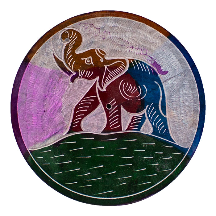 Majestic Elephant 4 Inches Soapstone Scented Aroma Plate Ct-2