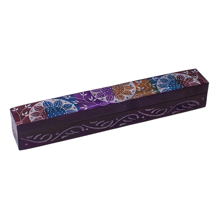 Dramatic Flower Theme 11 Inches Soapstone Coffin Incense Holder