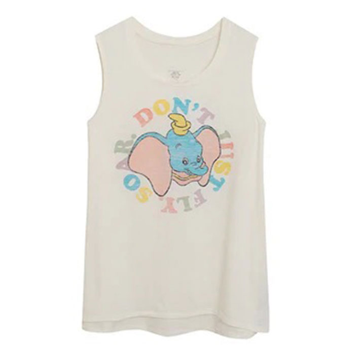 Women's Disney Dumbo Don't Just Fly Soar White Sleeveless Tank Top