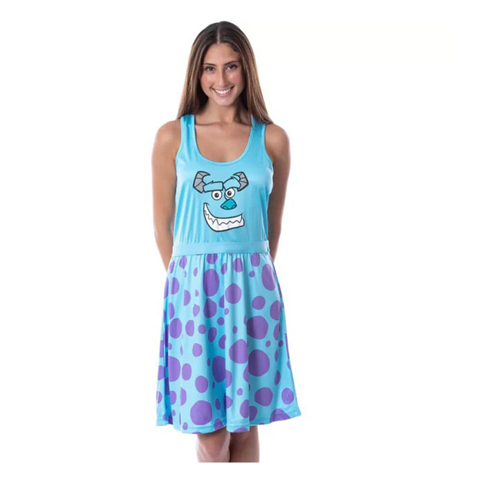 Disney Monsters Inc Womens Sulley Pajamas Nightgown Costume Dress Blue