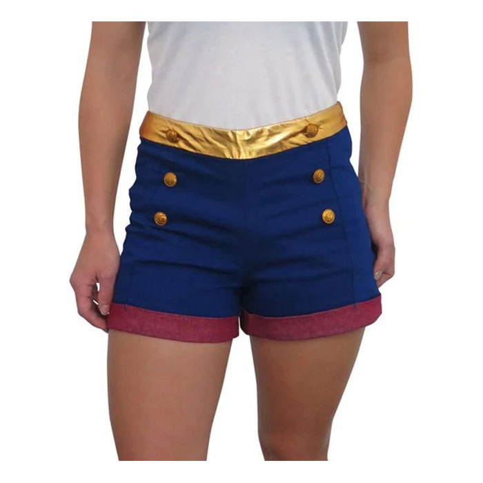 Women's Blue Wonder Woman High Waisted Costume Shorts