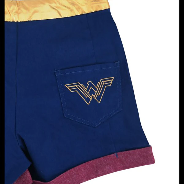 Women's Blue Wonder Woman High Waisted Costume Shorts