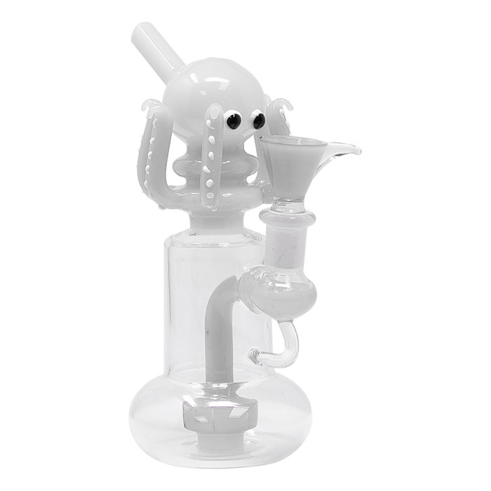 White Octopus 7 Inches Glass Bong 