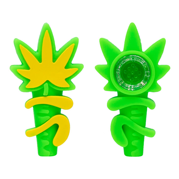 Green Leafscape 4 Inches Silicone Pipe