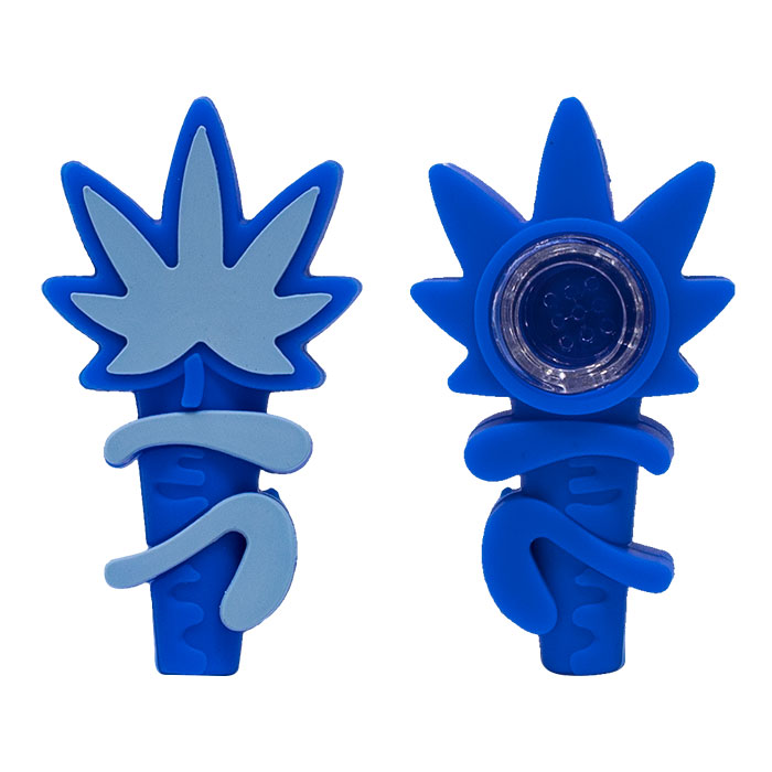 Blue Leafscape 4 Inches Silicone Pipe