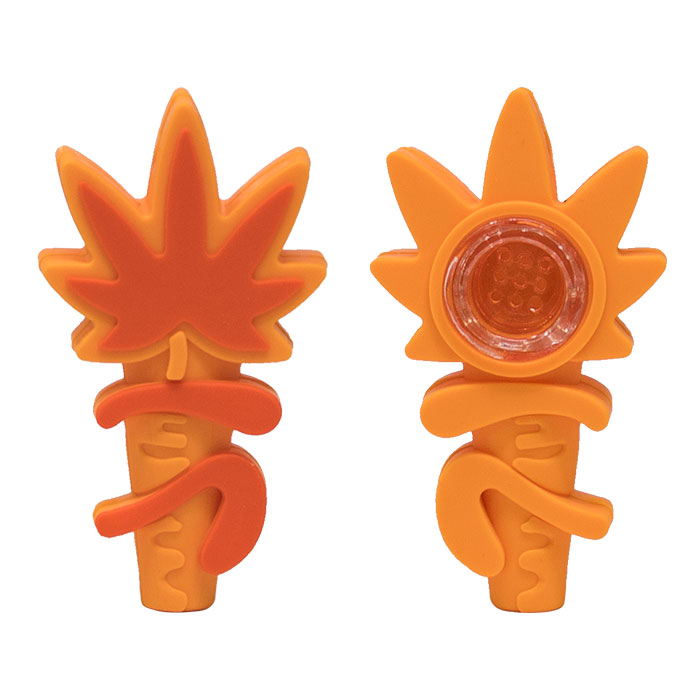 Orange Leafscape 4 Inches Silicone Pipe