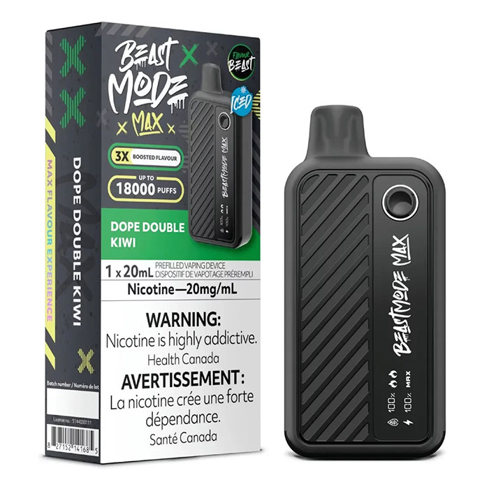 (Stamped)Dope Double Kiwi Beast Mode Max 18000 Puffs Disposable Vape by Flavour Beast Ct 5