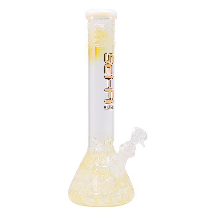 White Waves of Zigs Sci Fi 14 Inches Glass Bong