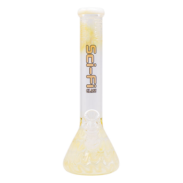 White Waves of Zigs Sci Fi 14 Inches Glass Bong