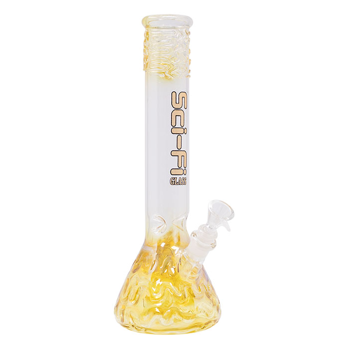 Gold Waves of Zigs Sci Fi 14 Inches Glass Bong