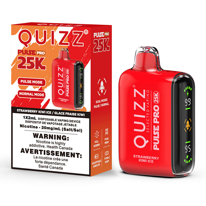 Strawberry Kiwi Ice Quizz Pulse Pro 25000 Puffs Disposable Vape Ct 10