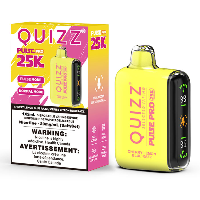 Cherry Lemon Blue Razz Quizz Pulse Pro 25000 Puffs Disposable Vape Ct 10