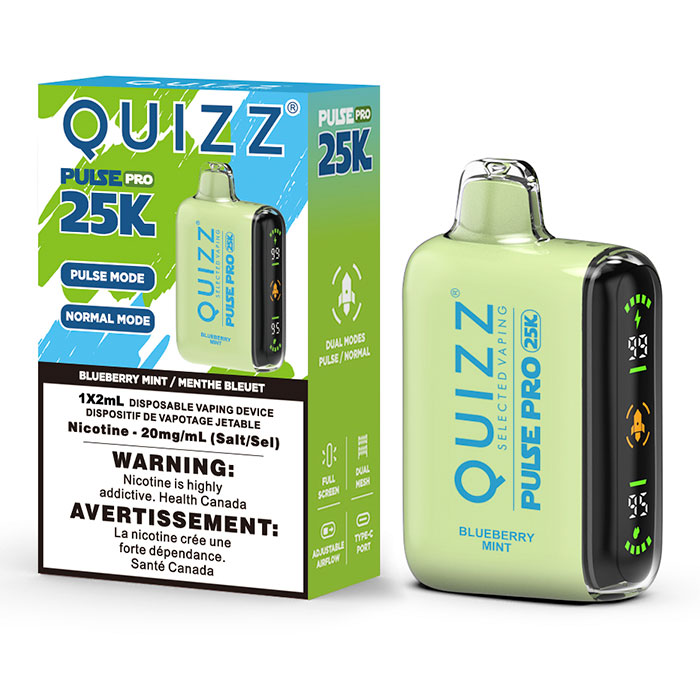 Blueberry Mint Quizz Pulse Pro 25000 Puffs Disposable Vape Ct 10