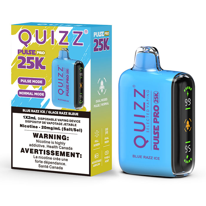 Blue Razz Ice Quizz Pulse Pro 25000 Puffs Disposable Vape Ct 10