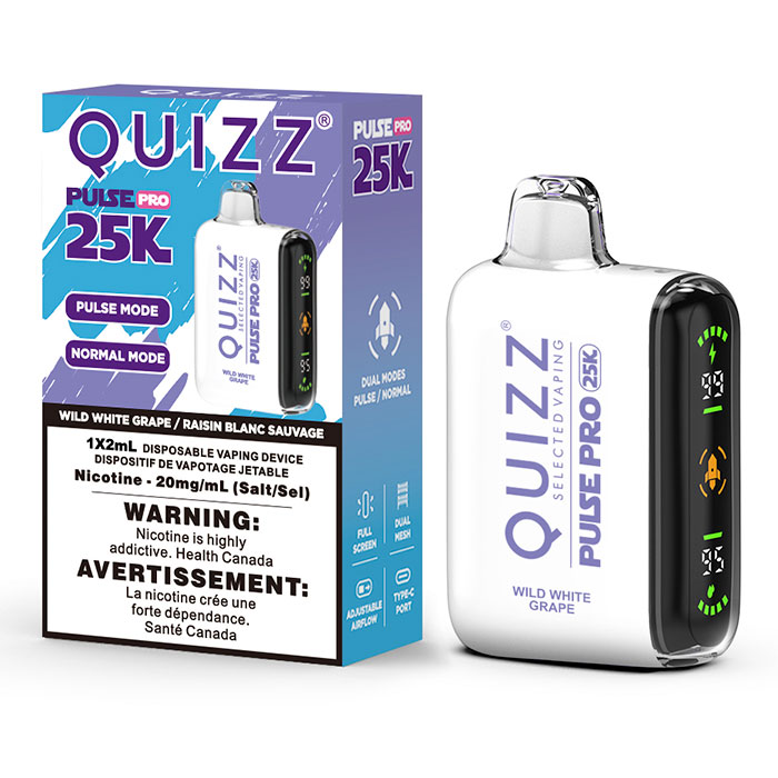  Wild White Grape Quizz Pulse Pro 25000 Puffs Disposable Vape Ct 10