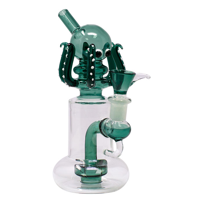 Teal Octopus 7 Inches Glass Bong