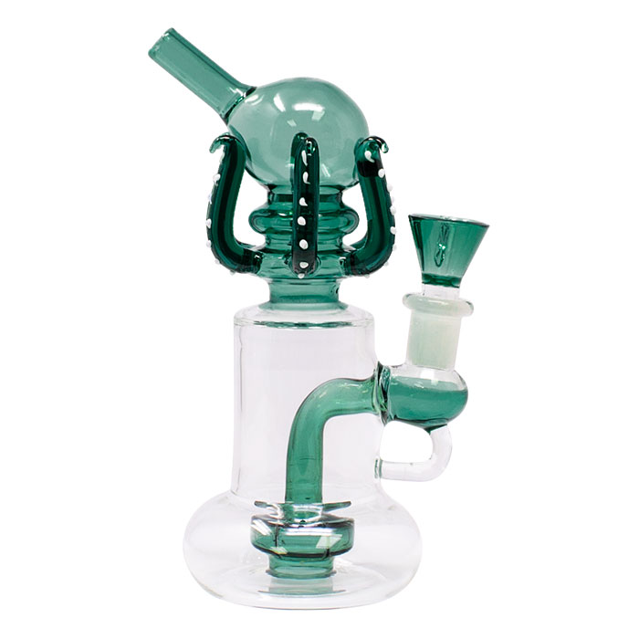 Teal Octopus 7 Inches Glass Bong