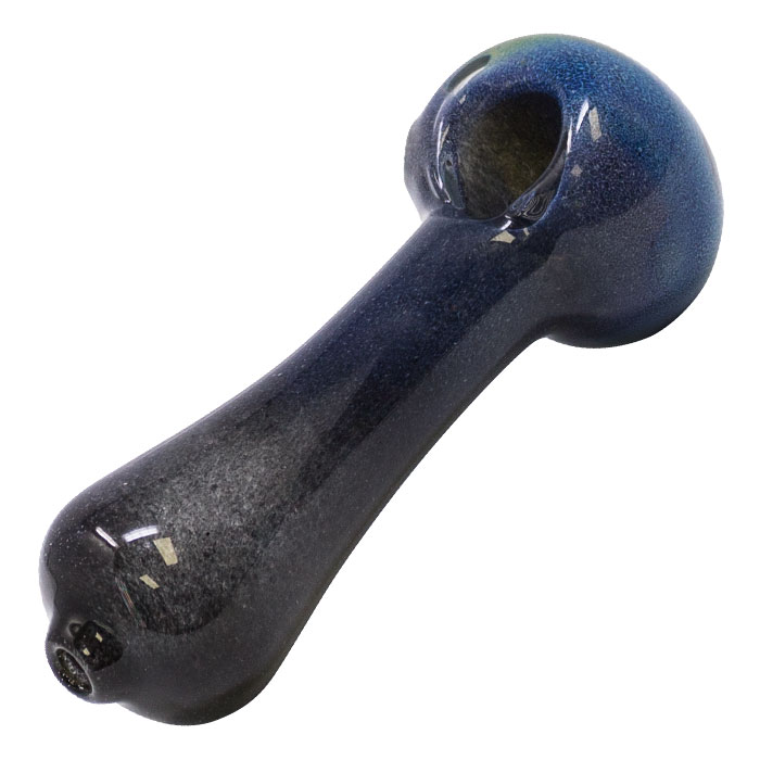 Black Hand Crafted Inside Out Frit Work Glass Pipe 4 Inches