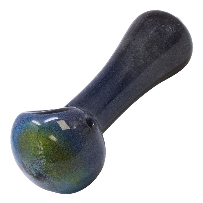 Black Hand Crafted Inside Out Frit Work Glass Pipe 4 Inches