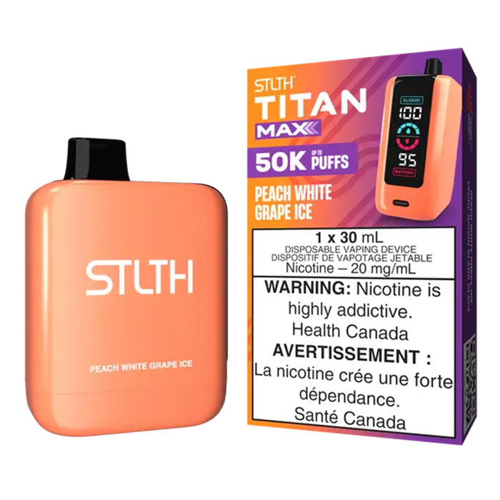 (Stamped) Peach White Grape Ice Stlth Titan 50000 Puffs Disposable Vape Ct 4