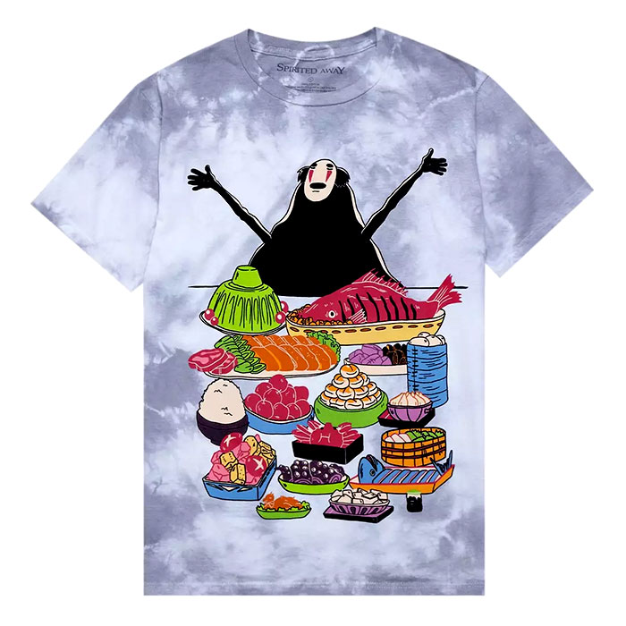 Grey Tie & Dye Short Sleeve Spirited Away Graphic Small T-Shirt