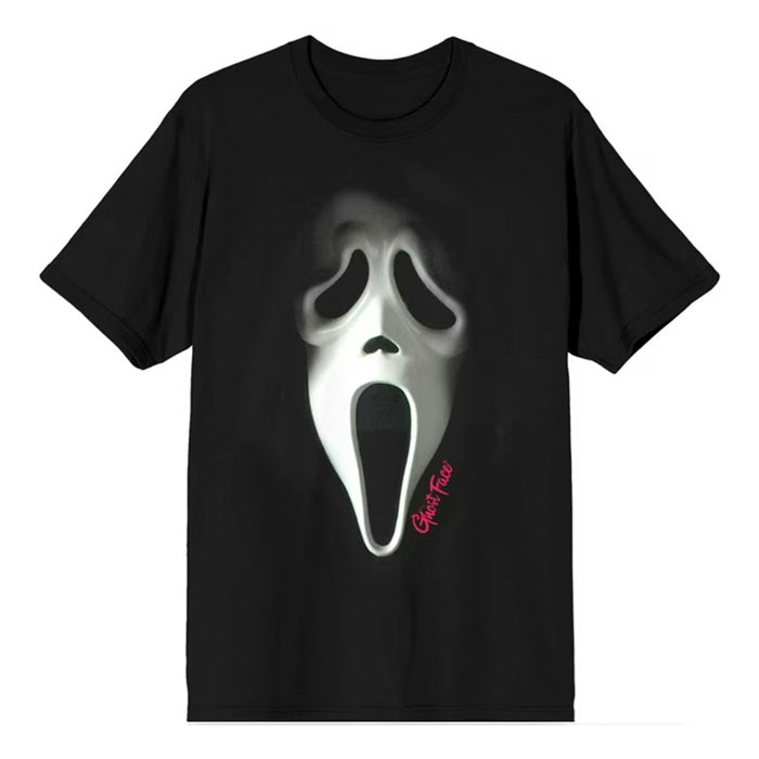 Men's Black Short Sleeve All Black Ghost Face Graphic T-Shirt