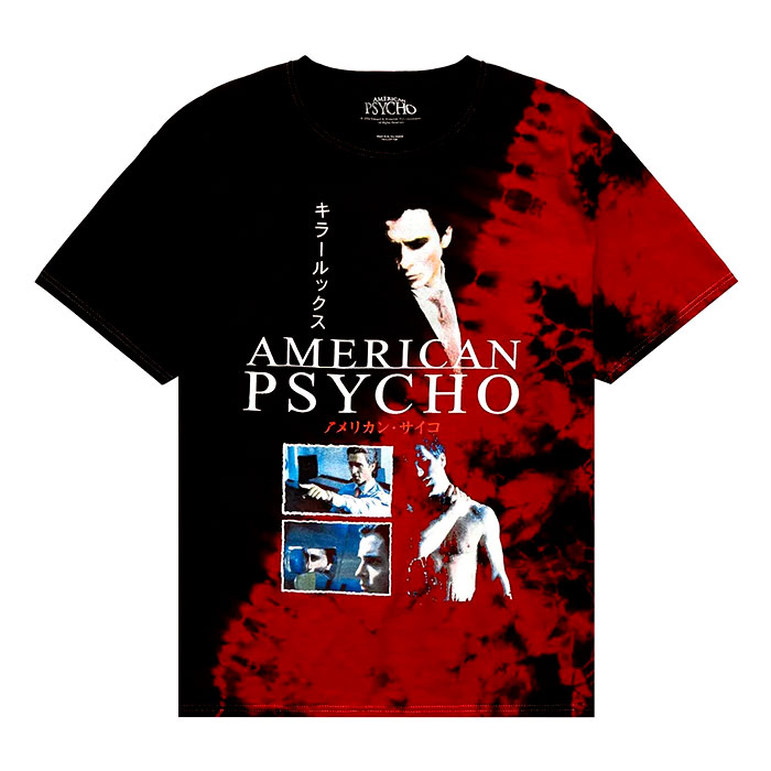 Men's Red Tie & Dye Short Sleeve American Psycho Graphic T-Shirt