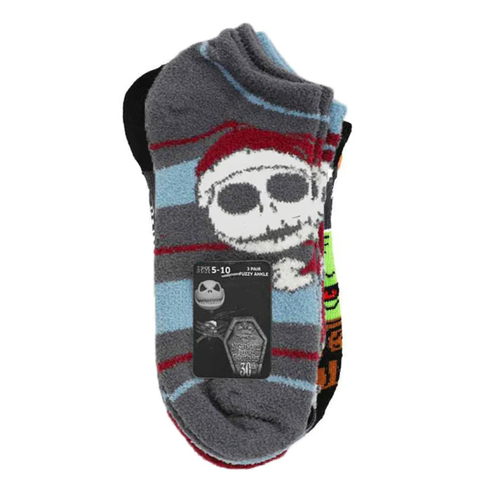 The Nightmare Before Christmas 3-Pack Women's Chenille Ankle Socks -3 Pairs