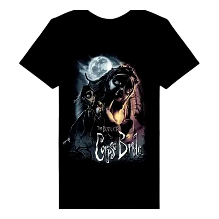 Black Short Sleeve Tim Burton's Corpse Bride Graphic T-Shirt