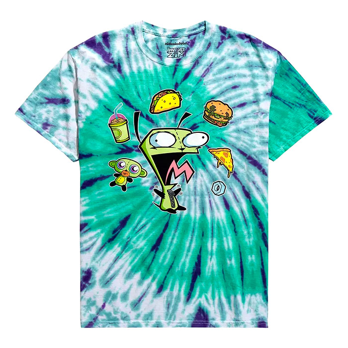 Unisex Green Tie & Dye Short Sleeve Nickelodeon Invader Zim Xtra Large Graphic T-Shirt