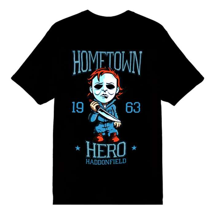 Men's Black Short Sleeve Hometown 1963 Hero Haddonfield Graphic T-Shirt