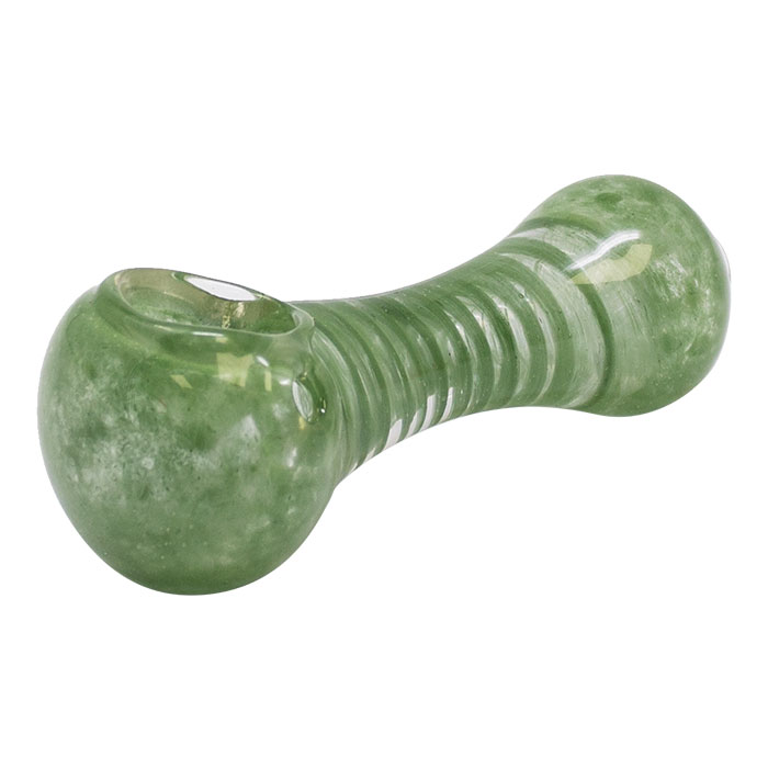 Green Inside Out Comb Teeth Design Colored Glass Pipe 3 Inches