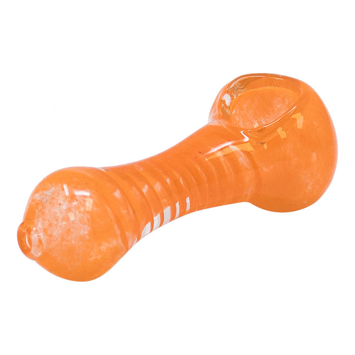 Orange Inside Out Comb Teeth Design Colored Glass Pipe 3 Inches