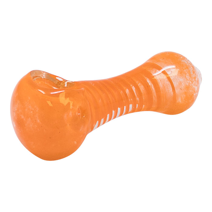 Orange Inside Out Comb Teeth Design Colored Glass Pipe 3 Inches