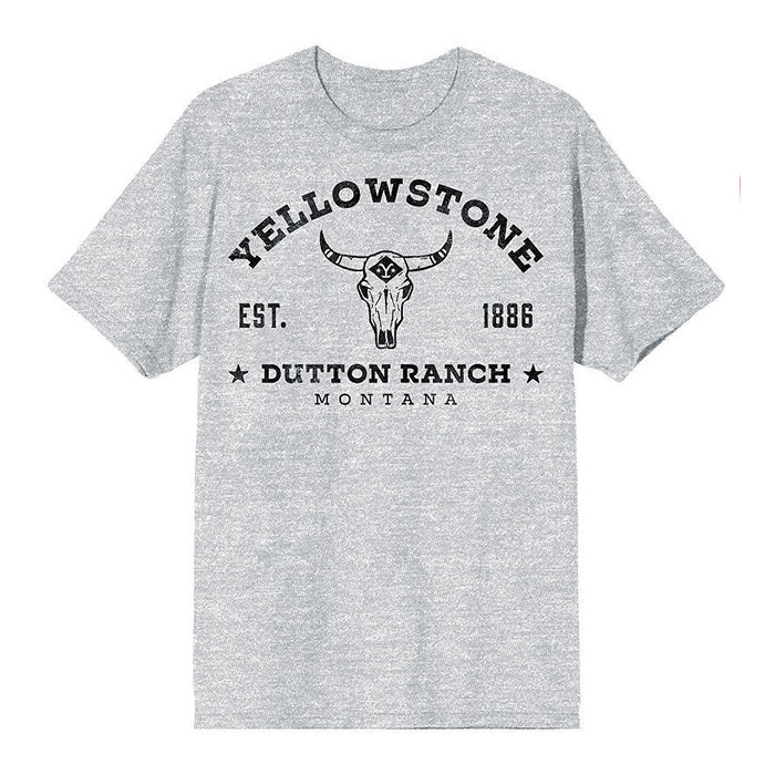 Men's Grey Short Sleeves Yellowstone Graphic T-Shirt