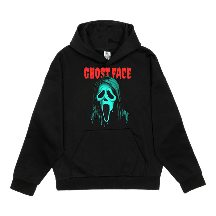 Men's Black Ghost Face the Icon of Halloween Large Graphic Hoodie