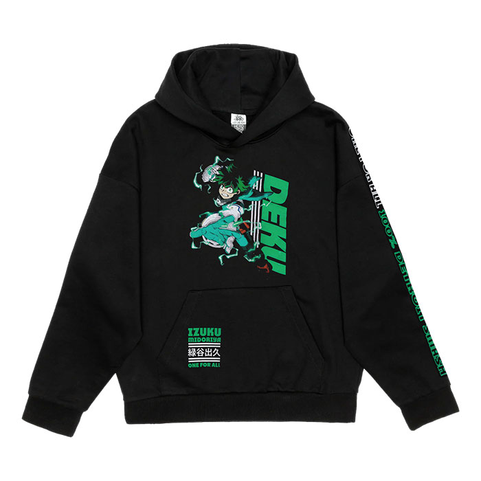 Adult's Black Deku Anime My Hero Academia Small Graphic Hoodie