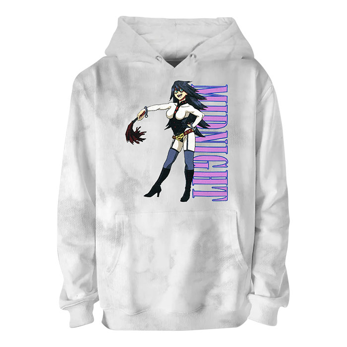 Men's White Tye &Dye Anime Midnight Series Medium Graphic Hoodie