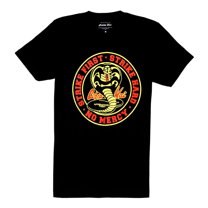 Men's Short Sleeves Black Cobra Kai No Merci Graphic T-Shirt