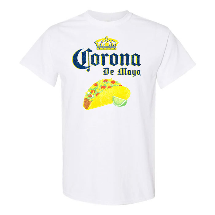 Men's Short Sleeves White Crona De Mayo Graphic T-Shirt